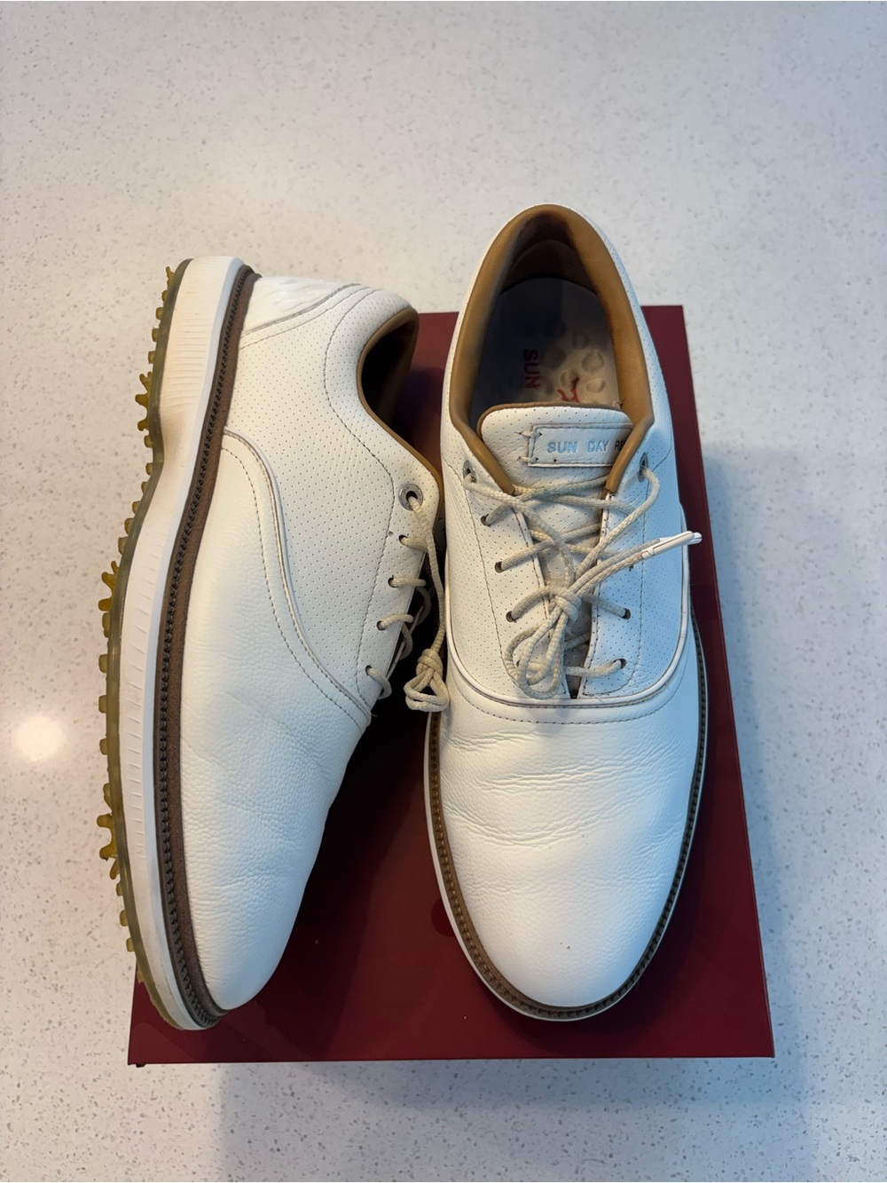 Sun Bay Men's White Leather Lace-Up Oxfords